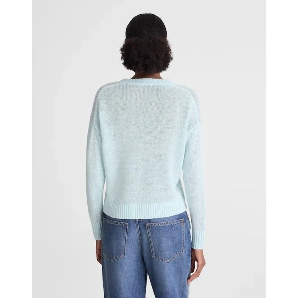 Madewell Linen Drop-Shoulder Sweater light turquoise XS NWT